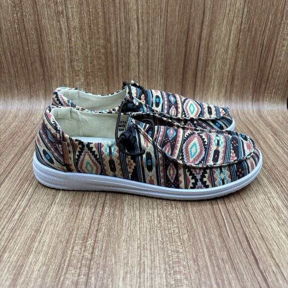 Corky Kayak Pink Aztec Slip On Comfort Boat Fashion Shoes Women's 10 Sneakers - Picture 1 of 7